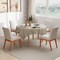 Set of 2 Beige Upholstered Dining Chairs with Solid Wood Legs and Comfortable Sponge Seat